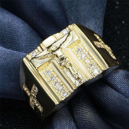 Jesus Cross Cubic Zirconia Ring In God's Service Store