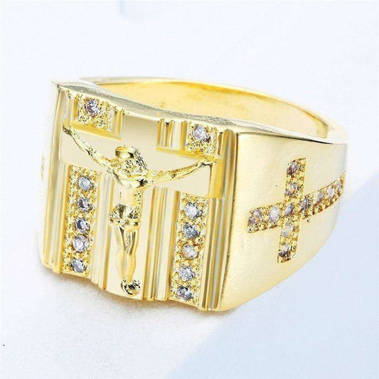Jesus Cross Cubic Zirconia Ring In God's Service Store