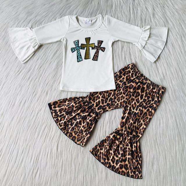 Leopard Print Triple Cross Design Girl's Pant - Shirt Outfits In God's Service Store