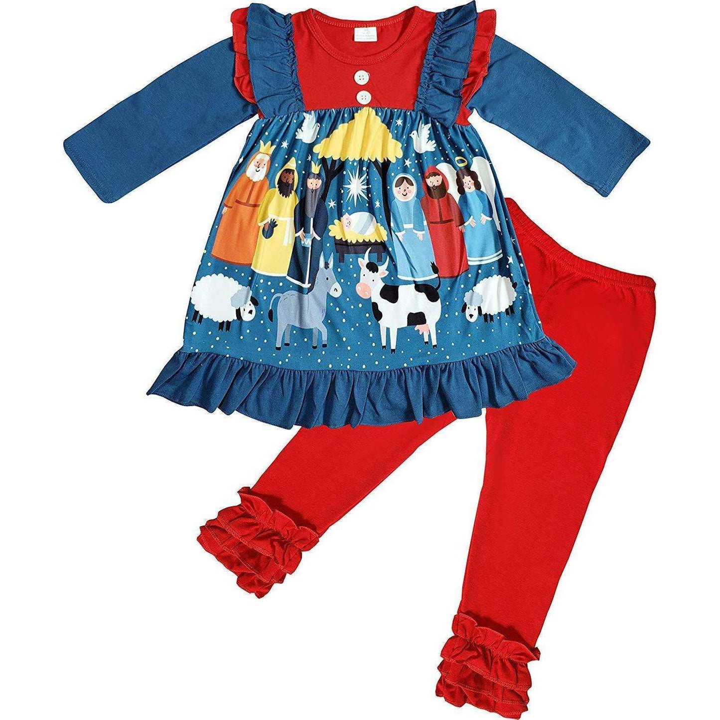 Nativity Print Girls 2 piece outfit In God's Service Store
