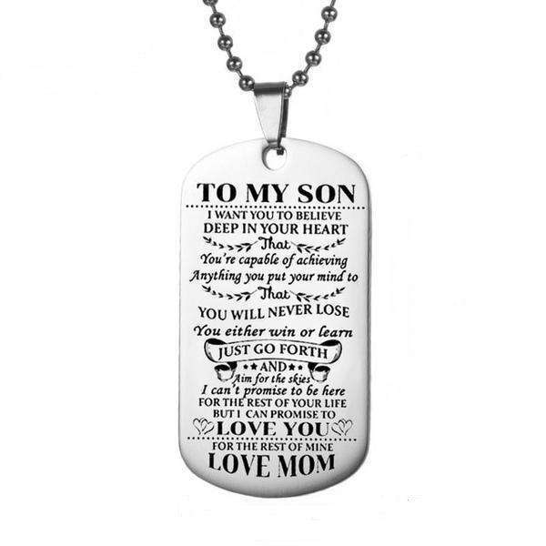 Promise To My Son or Daughter Dog Tag Necklaces and Keychains In God's Service Store