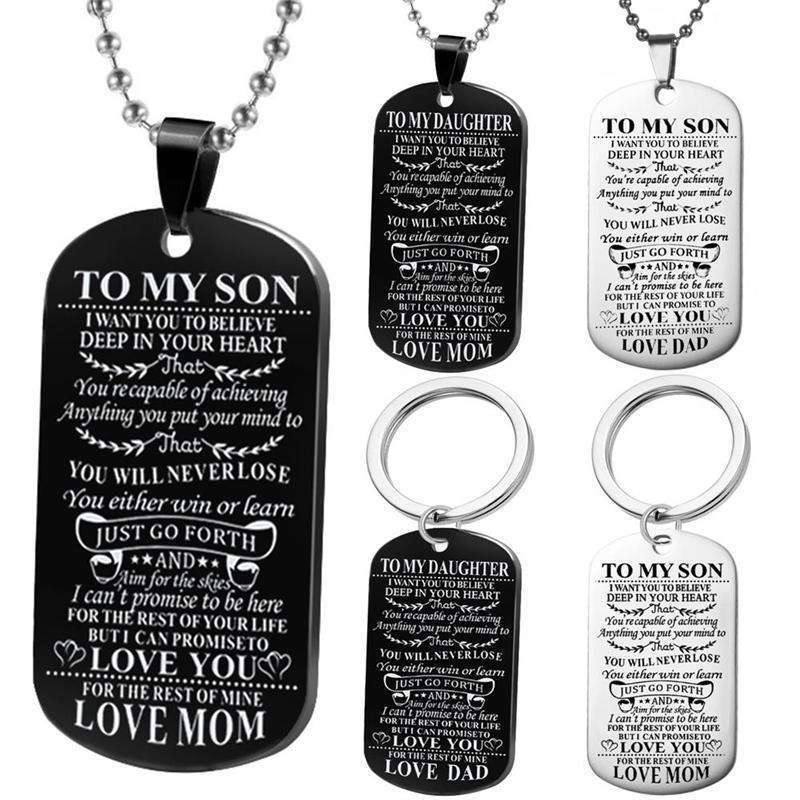 Promise To My Son or Daughter Dog Tag Necklaces and Keychains In God's Service Store