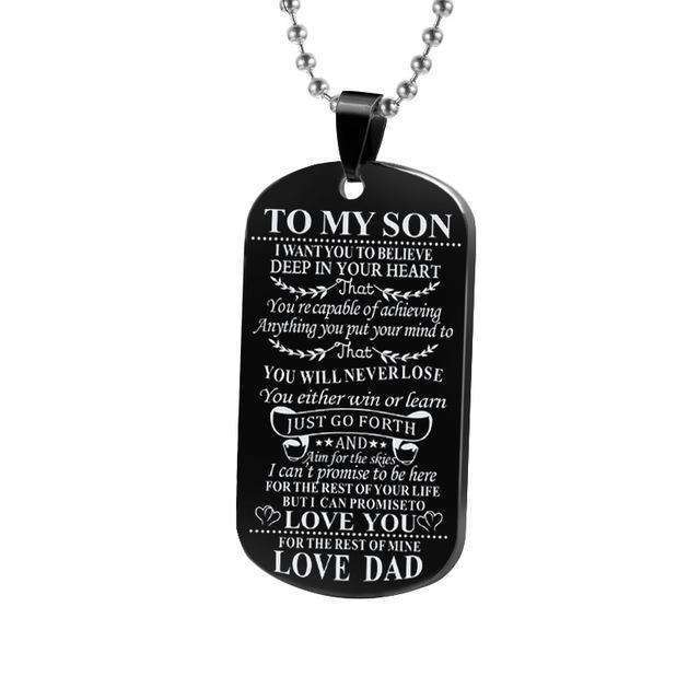 Promise To My Son or Daughter Dog Tag Necklaces and Keychains In God's Service Store