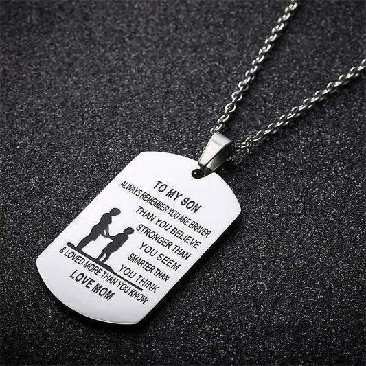 Sentimental "To My Son" Dog Tag Keepsake Necklace In God's Service Store