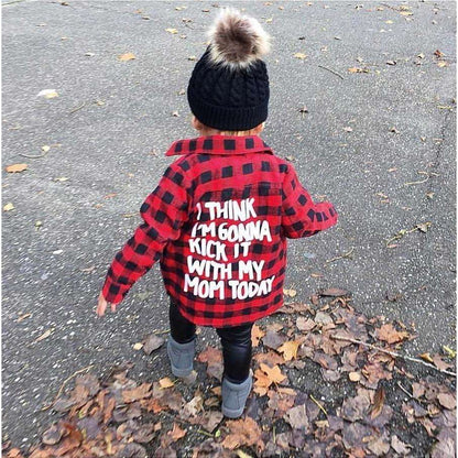 Toddler's Red Flannel "Kick It With My Mom" Shirts In God's Service Store
