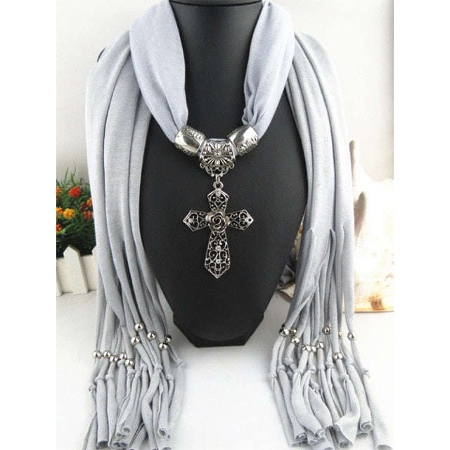 Uniquely Designed Rose Cross Pendant Scarves In God's Service Store