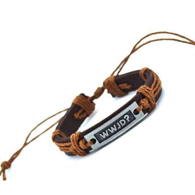 What Would Jesus Do Genuine Leather Bracelet In God's Service Store